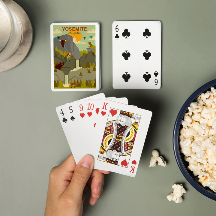 Playing Cards, Yosemite National Park, California, El Capitan, Geometric National Park Series, 52 Card Deck with Jokers in Box, Unique Art
