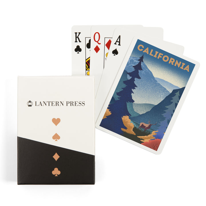 Playing Cards, California, Lithograph, Elk and Mountain Scene, 52 Card Deck with Jokers in Box, Unique Art