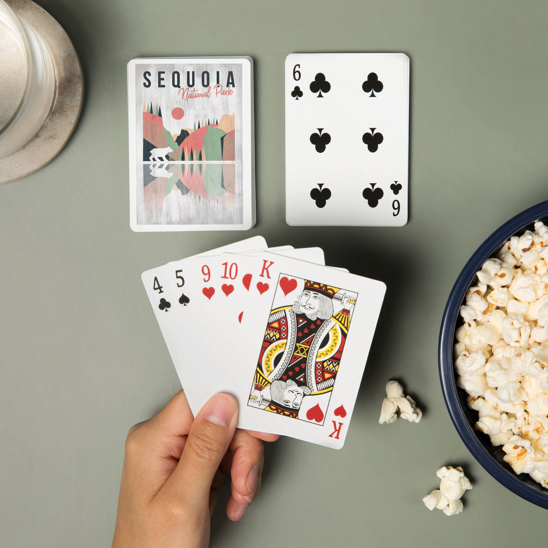 Playing Cards, Sequoia National Park, Bear, Geometric Opacity, 52 Card Deck with Jokers in Box, Unique Art
