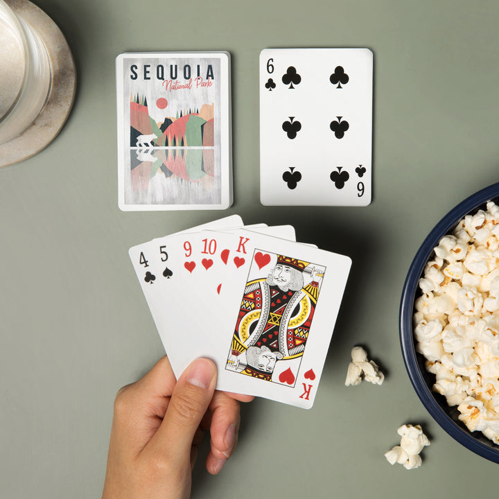Playing Cards, Sequoia National Park, Bear, Geometric Opacity, 52 Card Deck with Jokers in Box, Unique Art