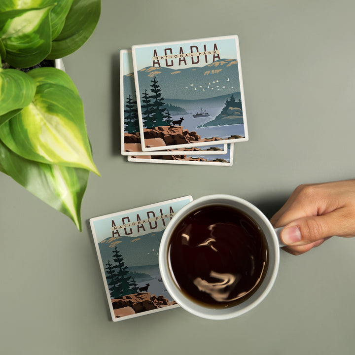 Acadia National Park, Maine, Lithograph, Coasters