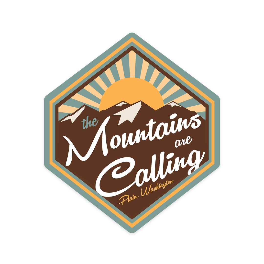 Plain, Washington, The Mountains Are Calling, Contour, Vinyl Sticker