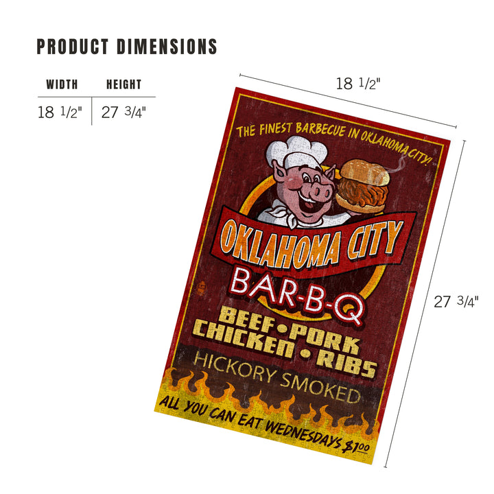 Oklahoma City, Oklahoma, BBQ Pig Vintage Sign, 1000 Piece Jigsaw Puzzle