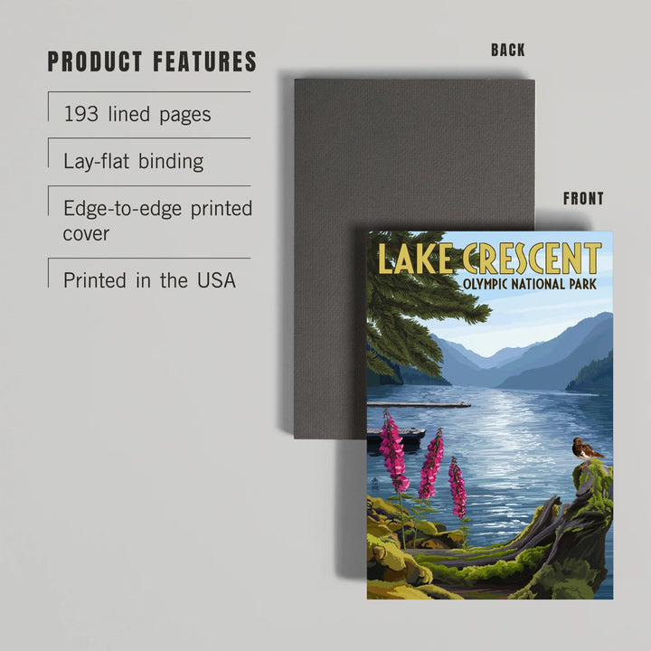 Lined 6x9 Journal, Olympic National Park, Washington, Lake Crescent, Lay Flat, 193 Pages, FSC paper