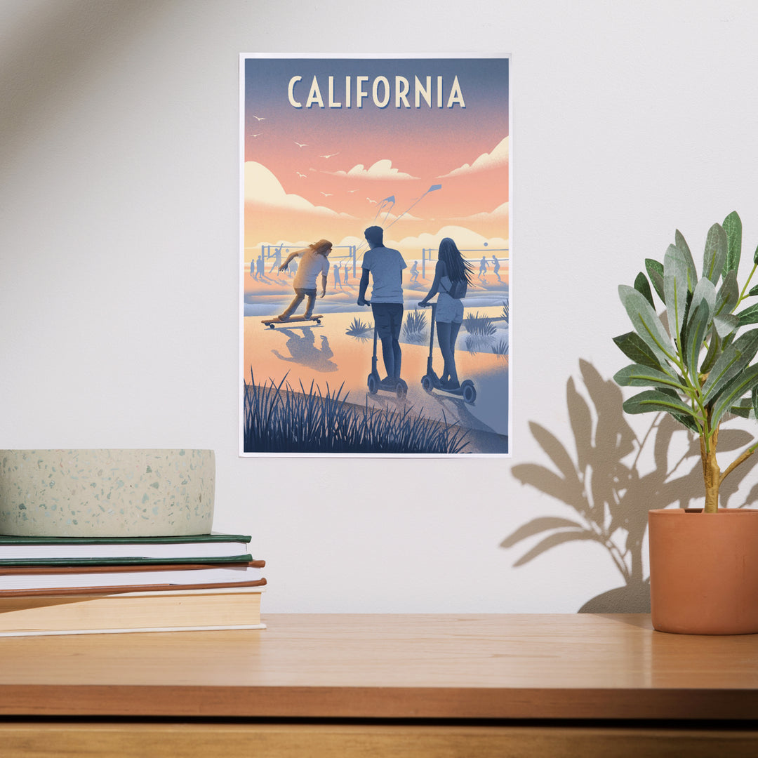 California, Lithograph, Enjoy the Ride, Longboards and Scooters, Art & Giclee Prints