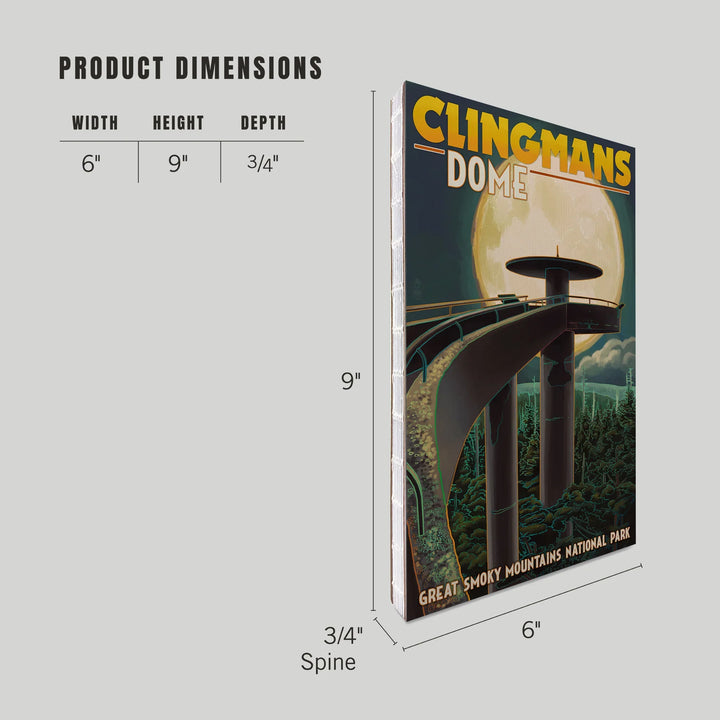 Lined 6x9 Journal, Great Smoky Mountains National Park, Tennessee, Clingmans Dome and Moon, Lay Flat, 193 Pages, FSC paper