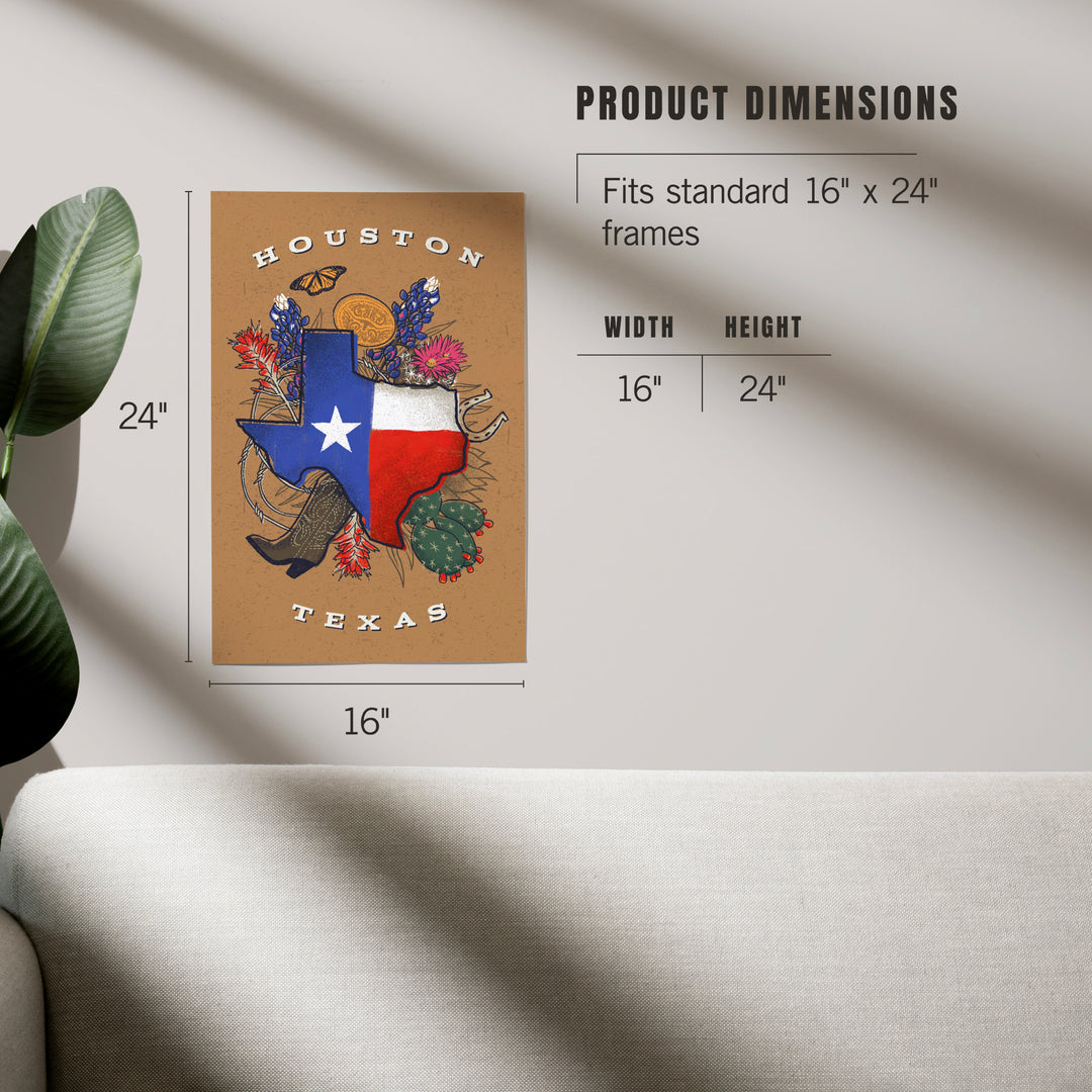 Houston, Texas, State Treasure Trove, State Series, Art & Giclee Prints