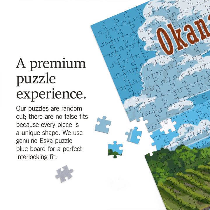 Okanagan Valley, Canada, Biker, Lake and Vineyard, Painterly, 1000 Piece Jigsaw Puzzle