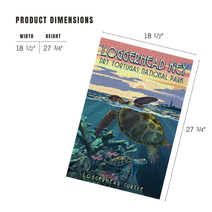 Dry Tortugas National Park, Florida, Loggerhead Sea Turtle and Sunset, 1000 Piece Jigsaw Puzzle