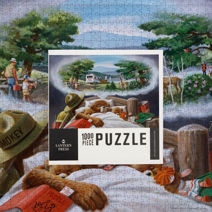 Smokey Bear, In Bed Dreaming, Officially Licensed Vintage Poster, Jigsaw Puzzle