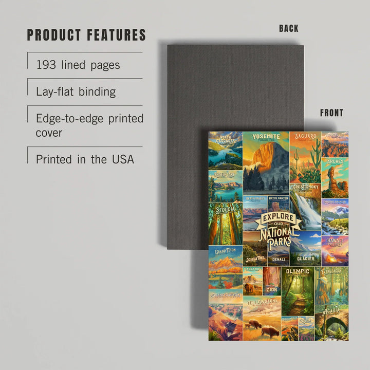 Lined 6x9 Journal, Oil Painting National Park Series, Collage, Explore our National Parks, Lay Flat, 193 Pages, FSC paper