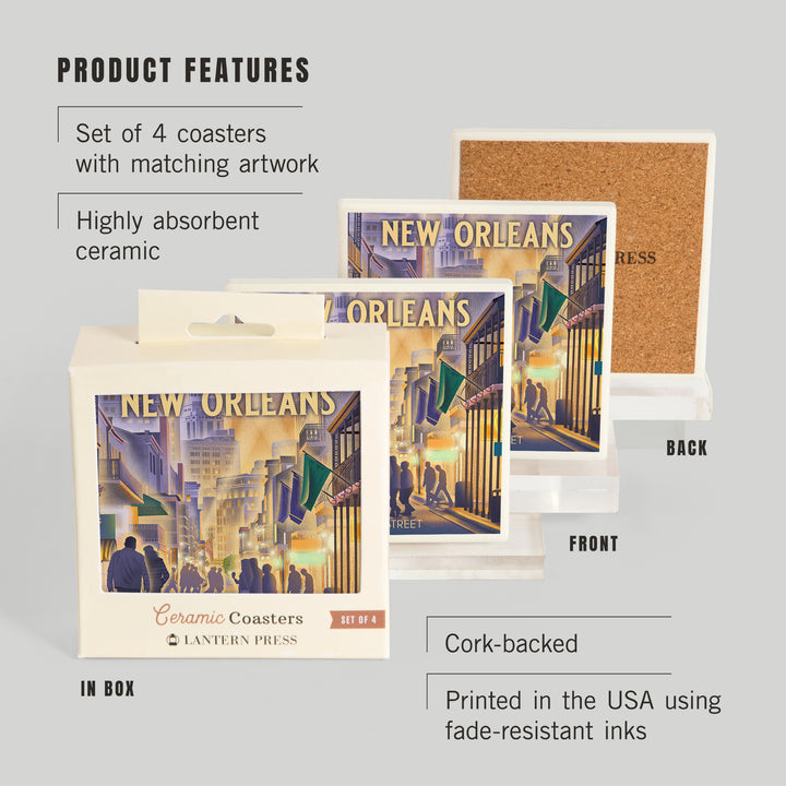New Orleans, Louisiana, Bourbon Street Litho, Coasters