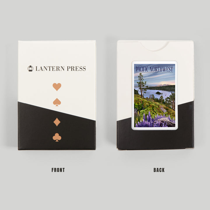 Playing Cards, Pacific Northwest, View of Sound and Mountains, 52 Card Deck with Jokers in Box, Unique Art