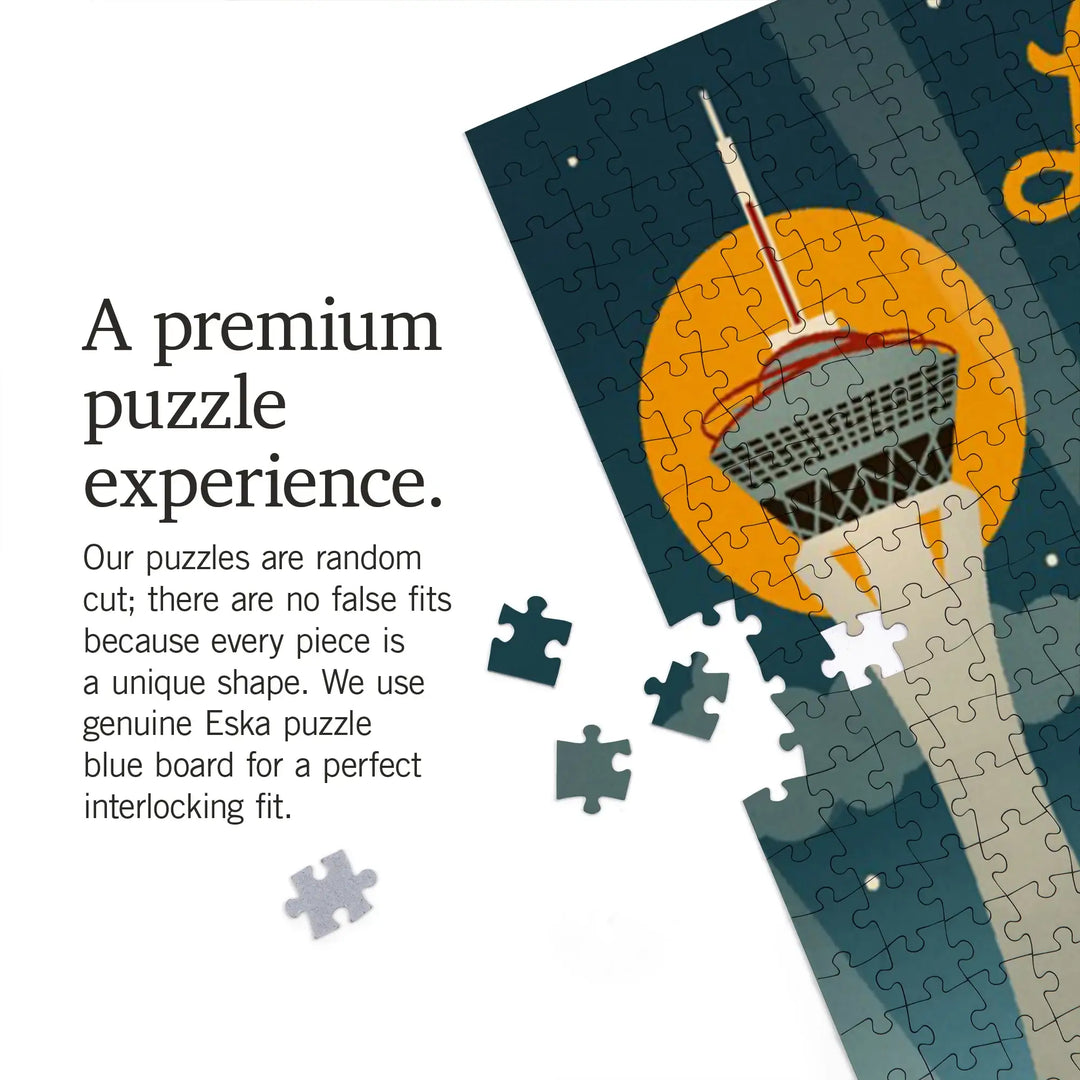 Las Vegas, Nevada, Retro Skyline, Jigsaw Puzzle