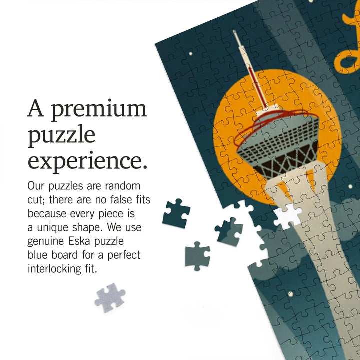 Las Vegas, Nevada, Retro Skyline, Jigsaw Puzzle