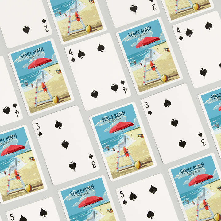 Playing Cards, Venice Beach, California, Lifeguard Stand, 52 Card Deck with Jokers in Box, Unique Art