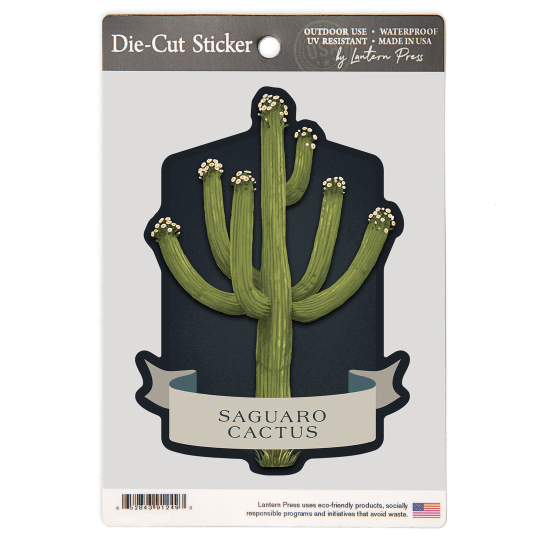 Vintage Flora Noir, Saguaro Cactus, Vinyl Sticker