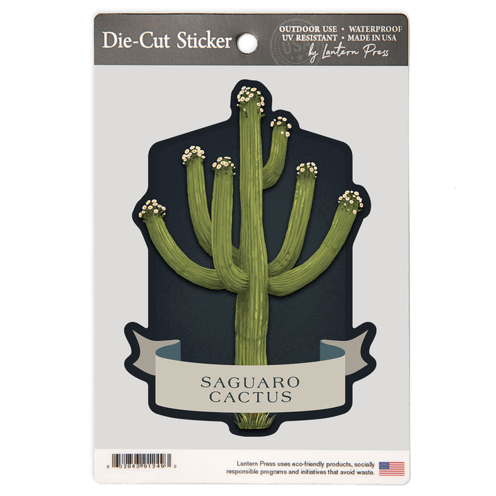 Vintage Flora Noir, Saguaro Cactus, Vinyl Sticker