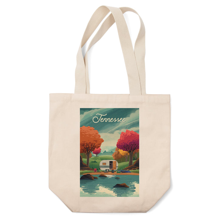 Tennessee, Outdoor Activity, At Home Anywhere, Camper in Fall Colors, Tote Bag