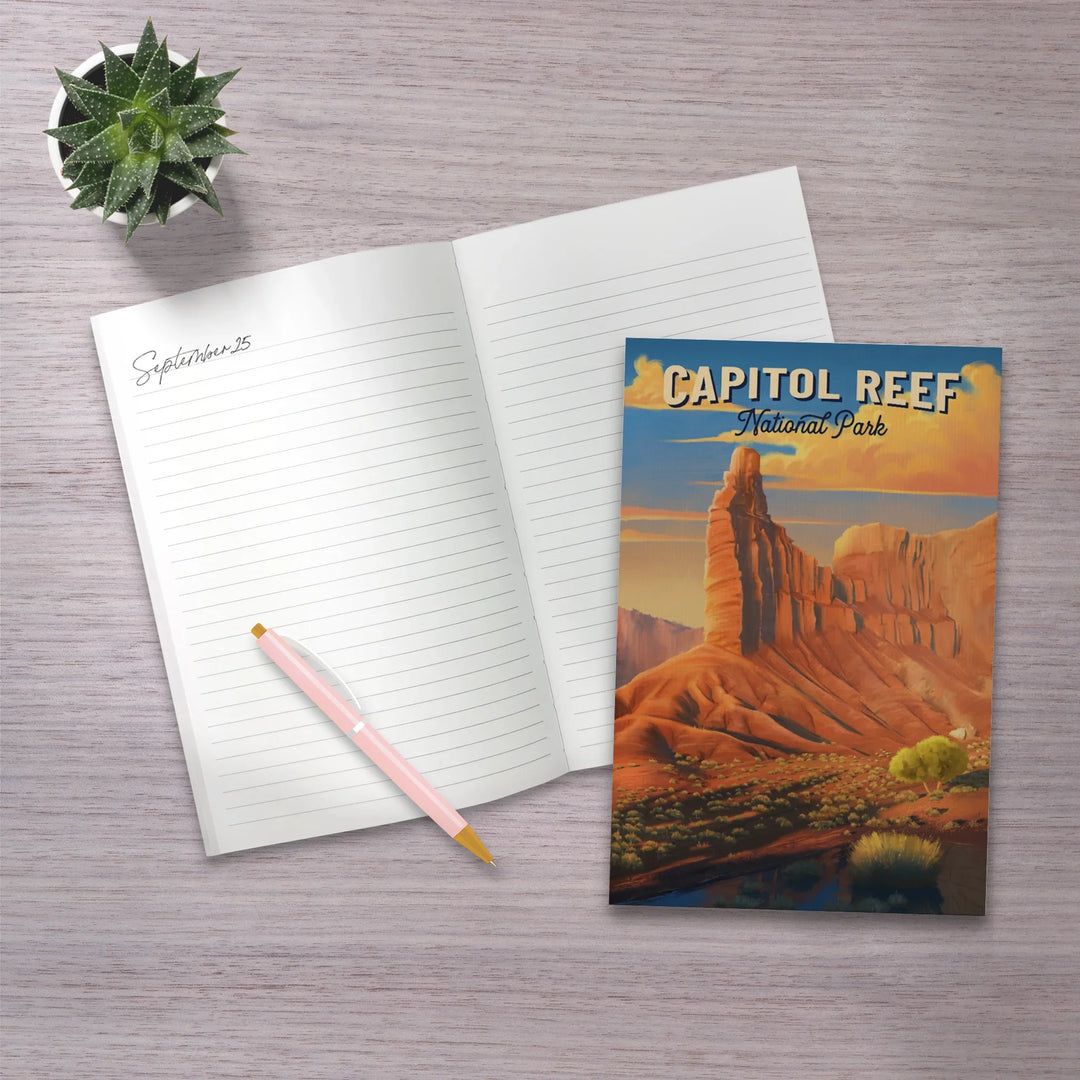 Lined 6x9 Journal, Capitol Reef National Park, Utah, Oil Painting, Lay Flat, 193 Pages, FSC paper