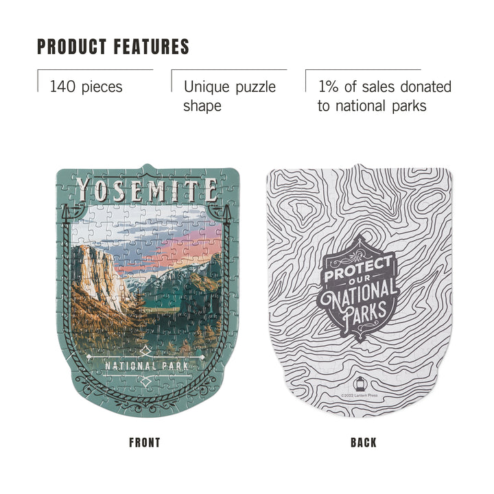 Lantern Press Mini Shaped Adult Jigsaw Puzzle, Protect Our National Parks (Yosemite)