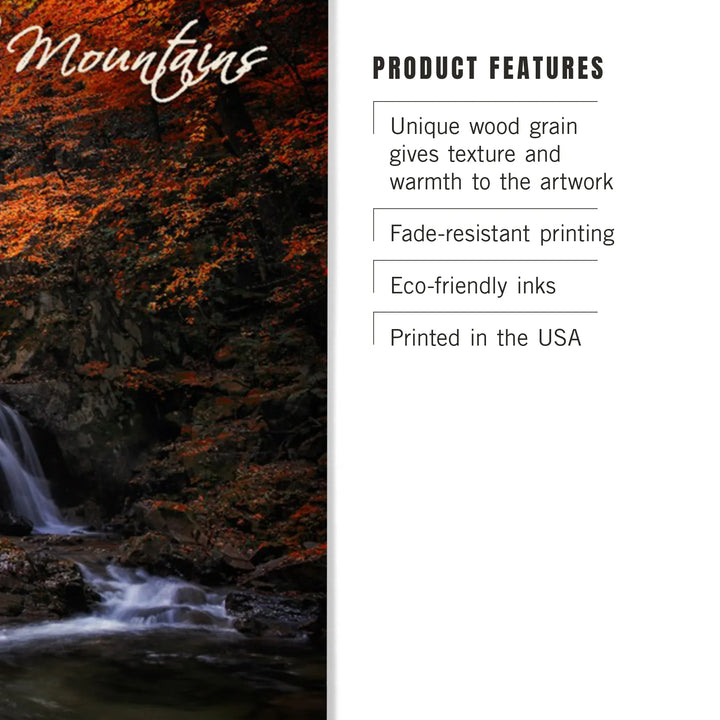 Great Smoky Mountains, Tennessee, Waterfall and, Wood Sign and Postcards