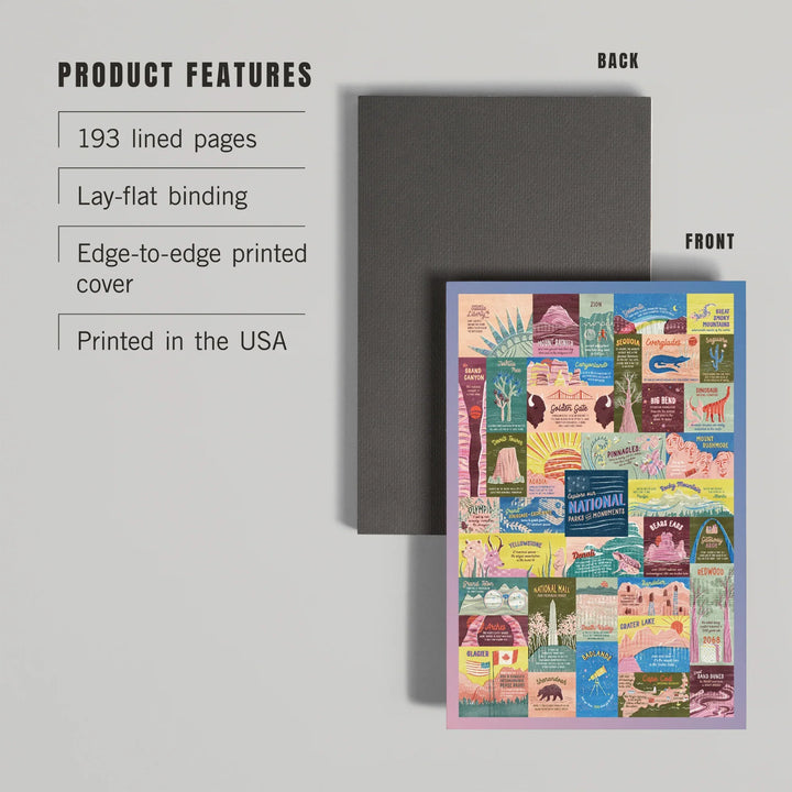 Lined 6x9 Journal, Explore Our National Parks and Monuments, Pastel, Lay Flat, 193 Pages, FSC paper