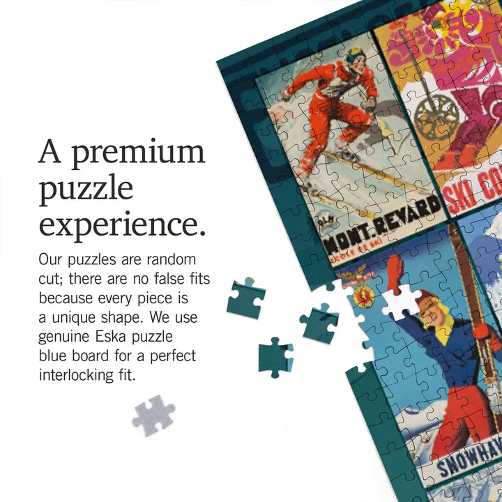 Vintage Ski Collage, Jigsaw Puzzle