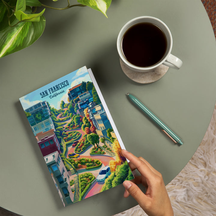 Lined 6x9 Journal, San Francisco, California, Lombard Street, Oil, Lay Flat, 193 Pages, FSC paper