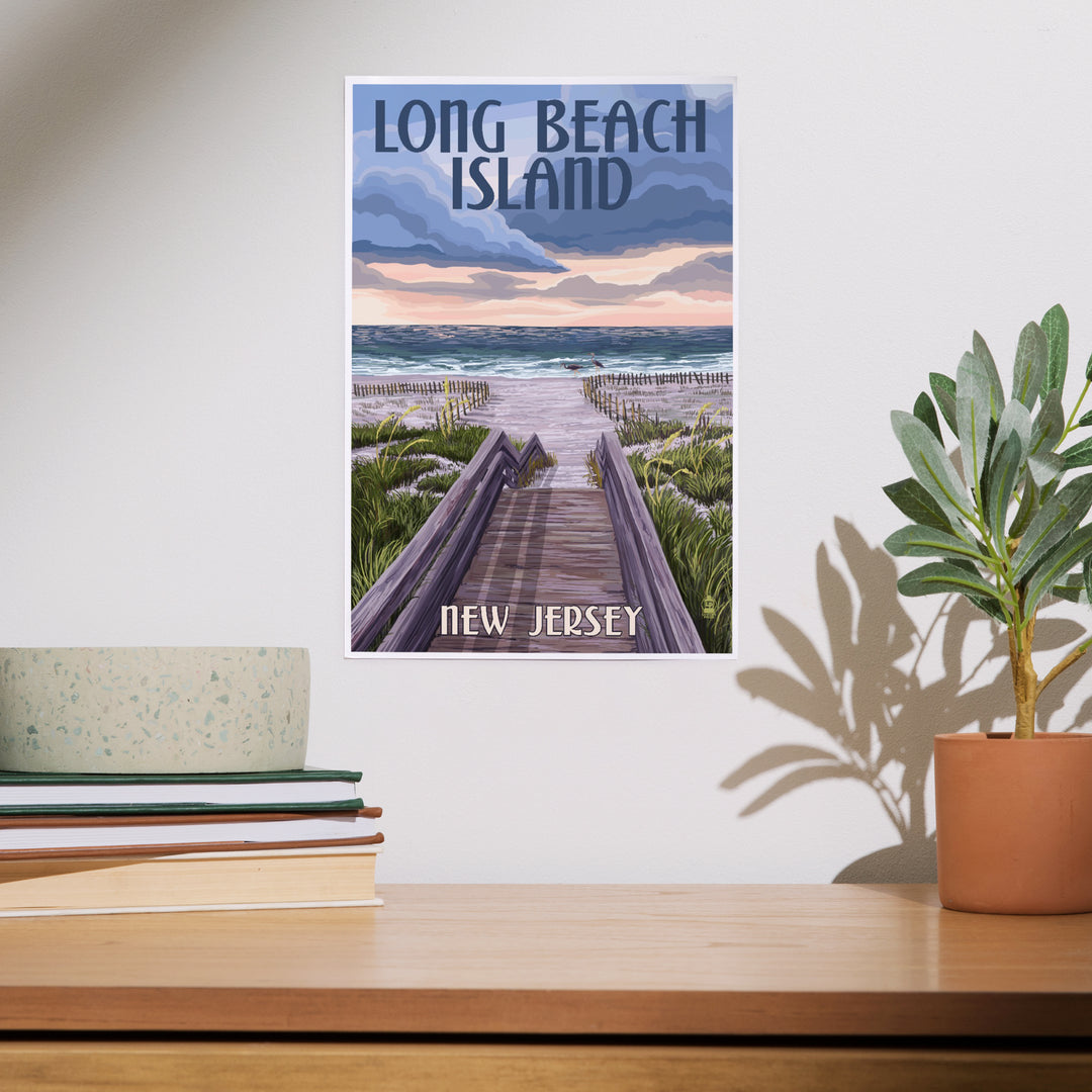 Long Beach Island, New Jersey, Beach Boardwalk Scene, Art & Giclee Prints - Lantern Press