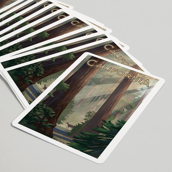 Playing Cards, California, Lithograph, Deer in Forest, 52 Card Deck with Jokers in Box, Unique Art