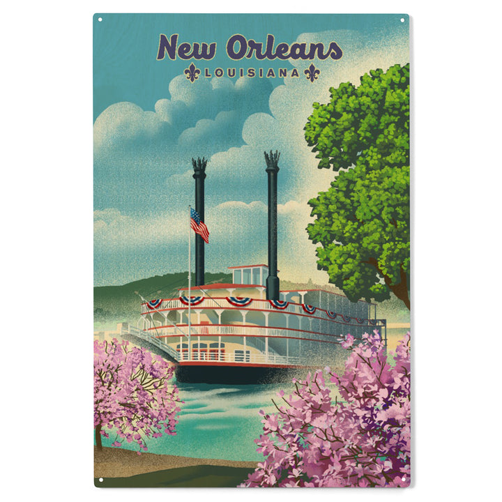 New Orleans, Louisiana, Litho Paddle Wheel, Wood Sign and Postcards