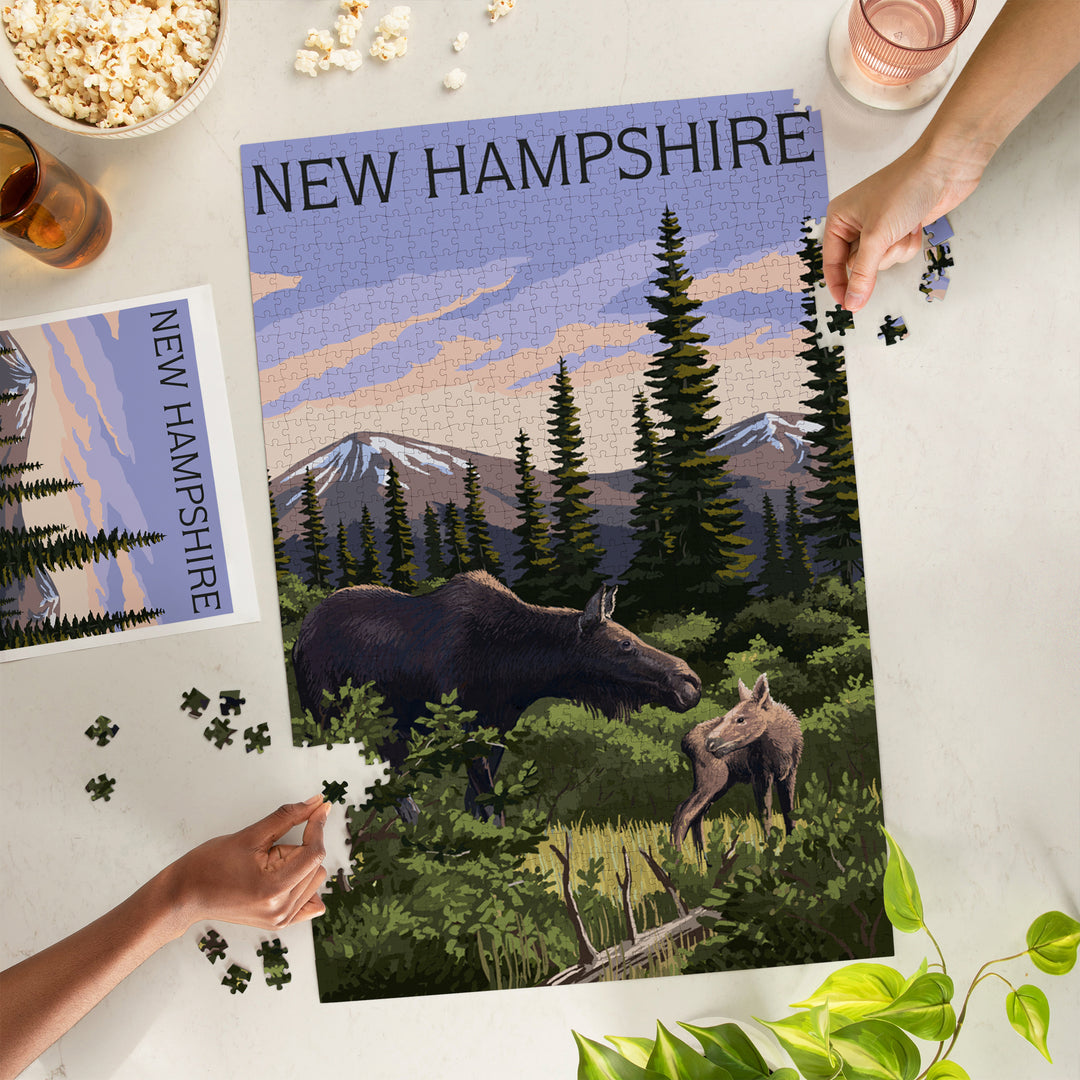 New Hampshire, Moose and Calf, Jigsaw Puzzle