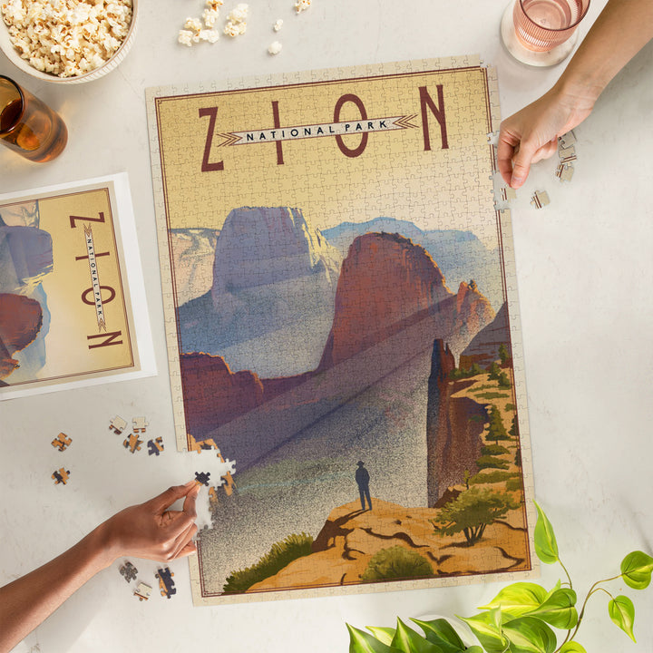 Zion National Park, Utah, Lithograph, Jigsaw Puzzle