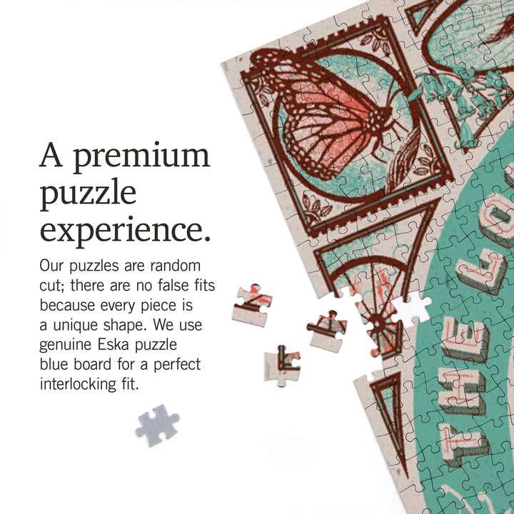 Texas, Woodcut Menagerie Series, The Lone Star State, 1000 Piece Jigsaw Puzzle