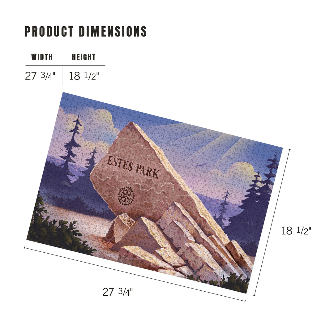 Colorado, Estes Park Sign, Lithograph, 1000 Piece Jigsaw Puzzle