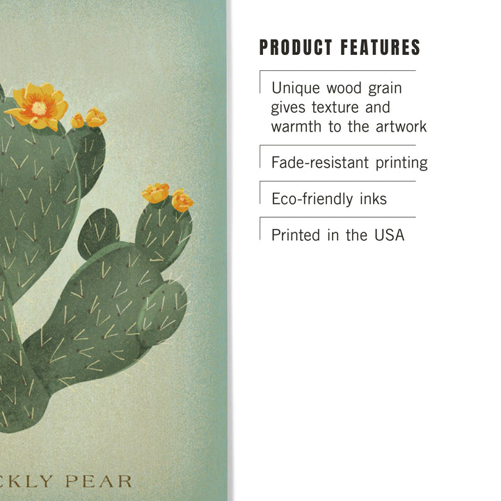 Prickly Pear with Yellow Flowers, Vintage Flora, Wood Sign and Postcards