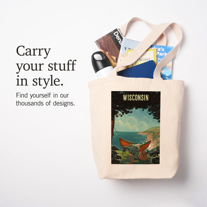 Wisconsin, Today's Office, Coastal Series, Hammock on Beach, Tote Bag