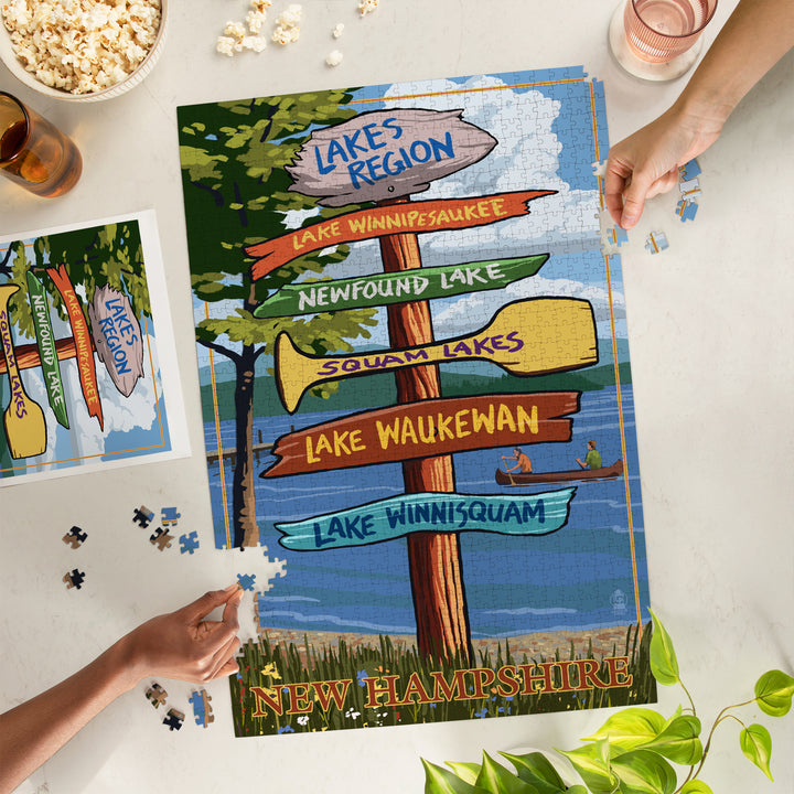 Lakes Region, New Hampshire, Destinations Sign, Jigsaw Puzzle
