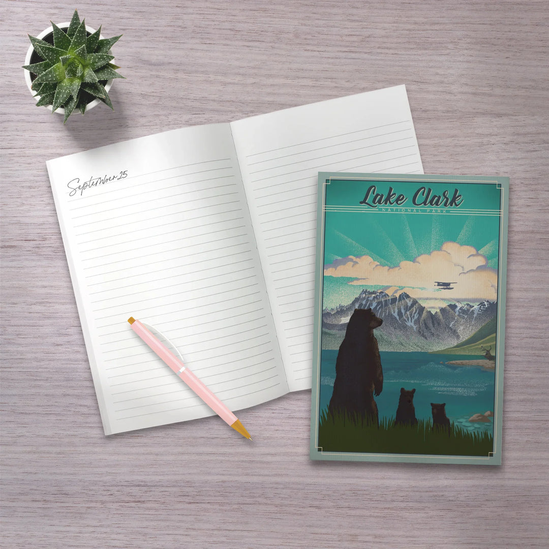 Lined 6x9 Journal, Lake Clark National Park, Alaska, Lithograph, Lay Flat, 193 Pages, FSC paper