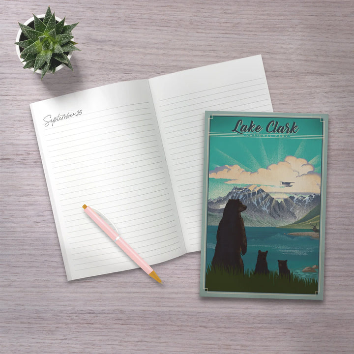 Lined 6x9 Journal, Lake Clark National Park, Alaska, Lithograph, Lay Flat, 193 Pages, FSC paper