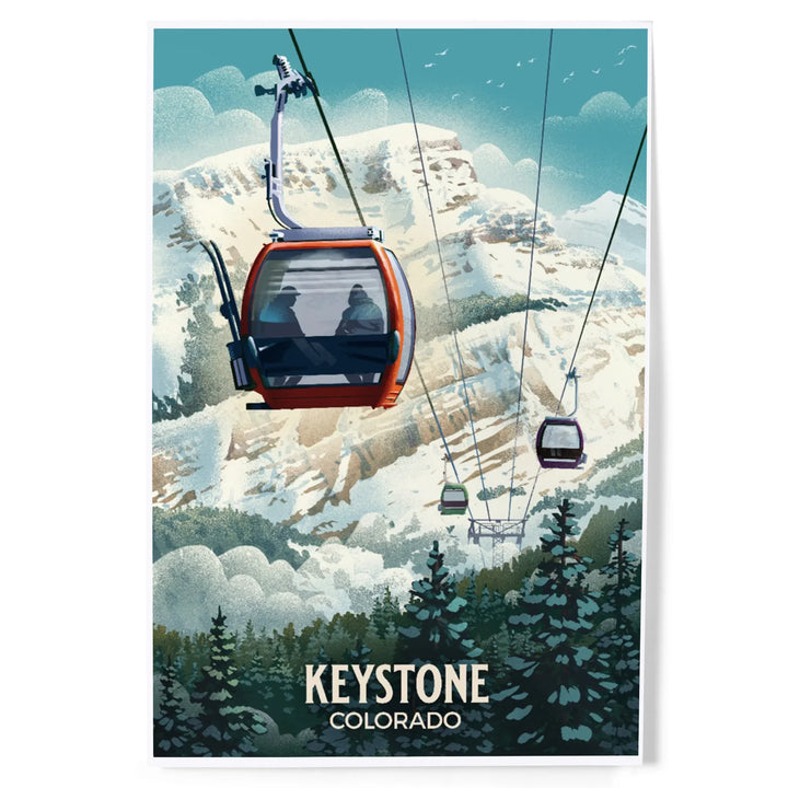 Keystone, Colorado, Lithograph, Gondola, Art & Giclee Prints