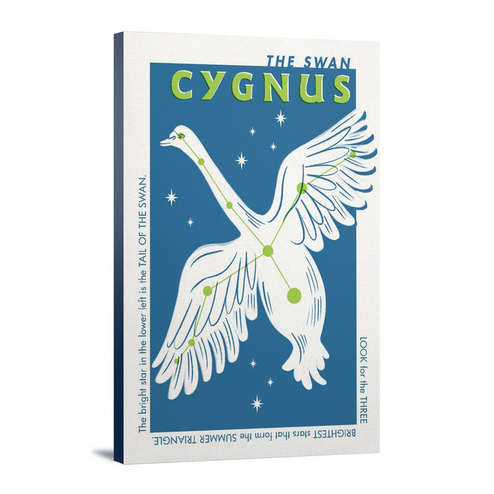 Drawings in the Stars Collection, Cygnus, The Swan Constellation, Stretched Canvas - Lantern Press