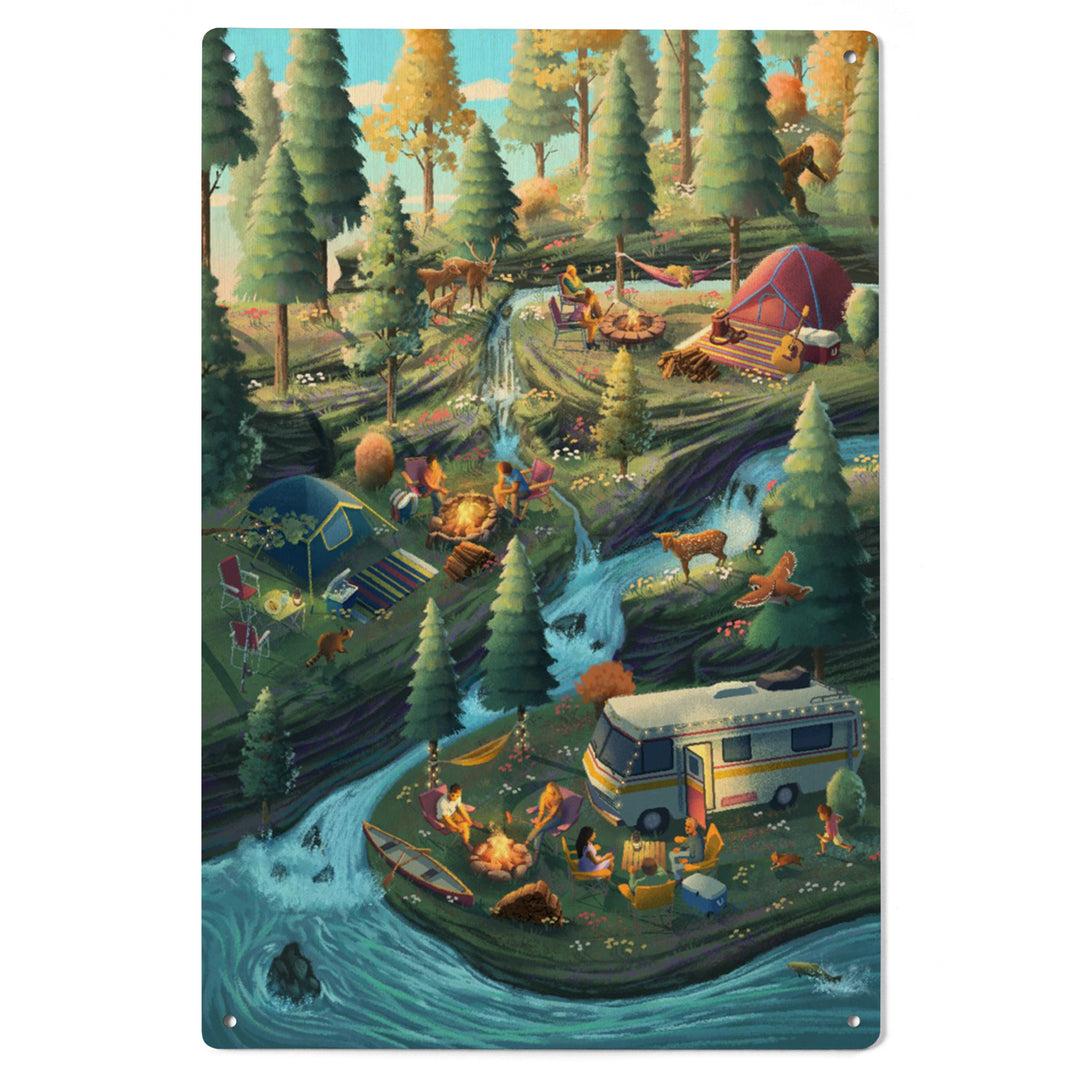 Camping Enjoyment, Wood Signs and Postcards