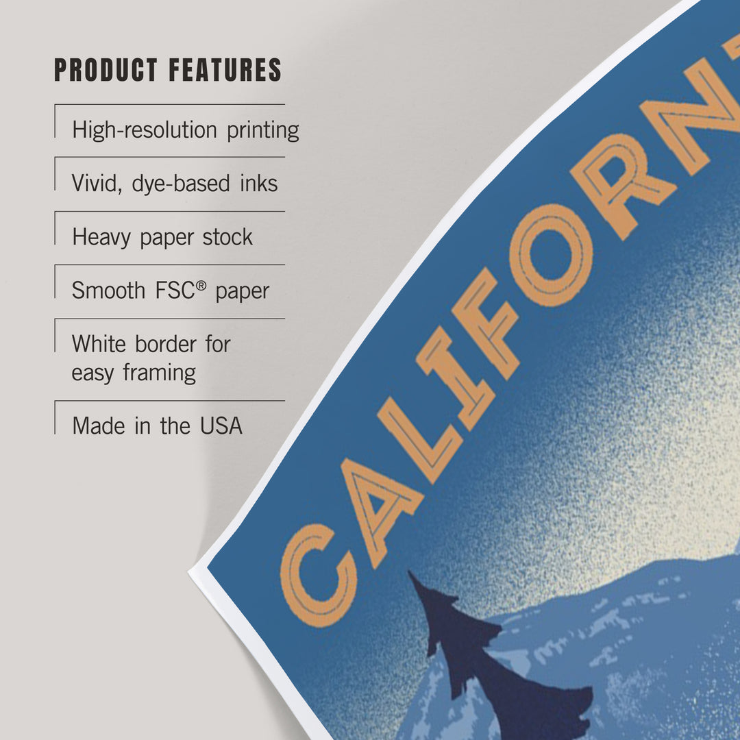 California, Lithograph, Elk and Mountain Scene, Art & Giclee Prints