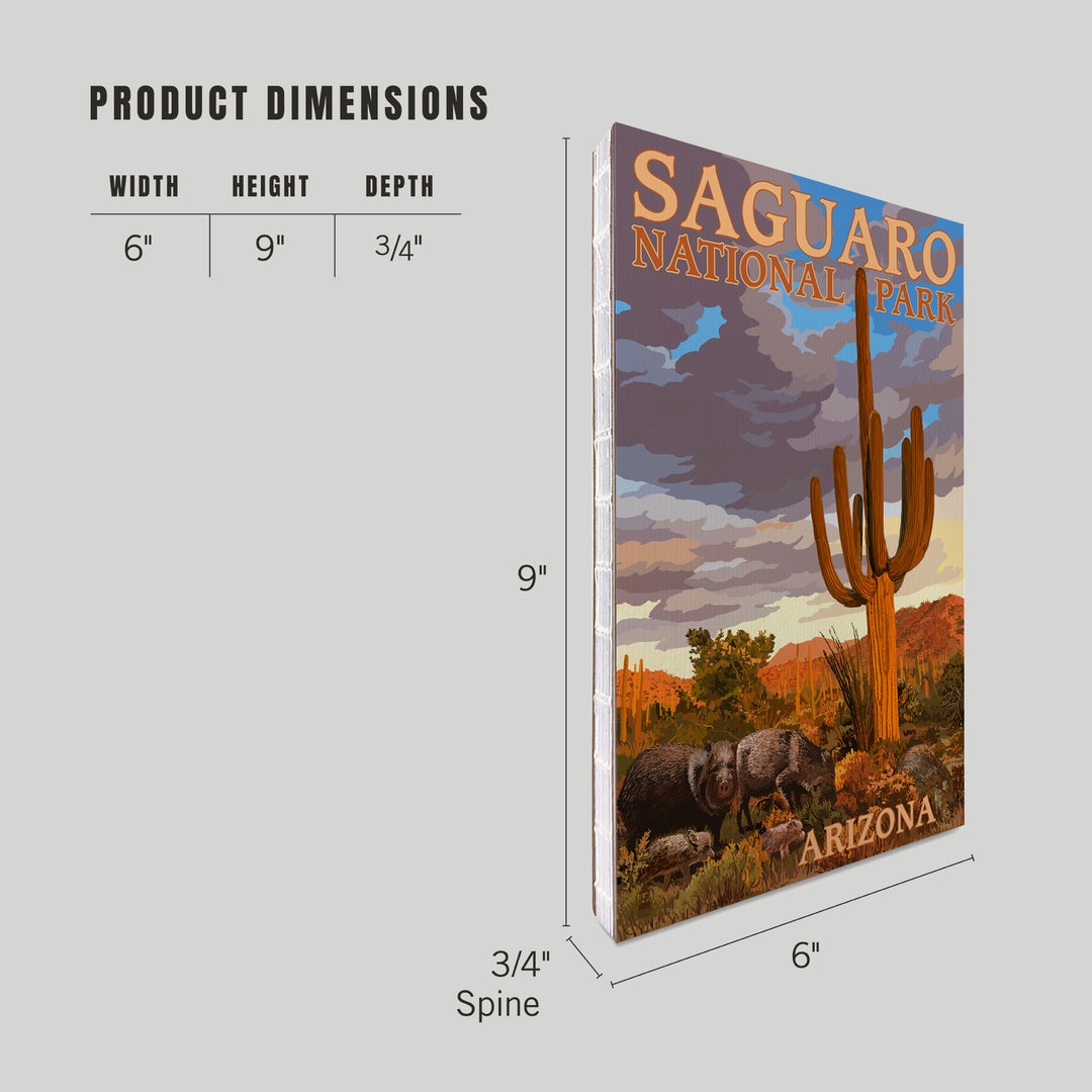 Lined 6x9 Journal, Saguaro National Park, Javelina, Lay Flat, 193 Pages, FSC paper