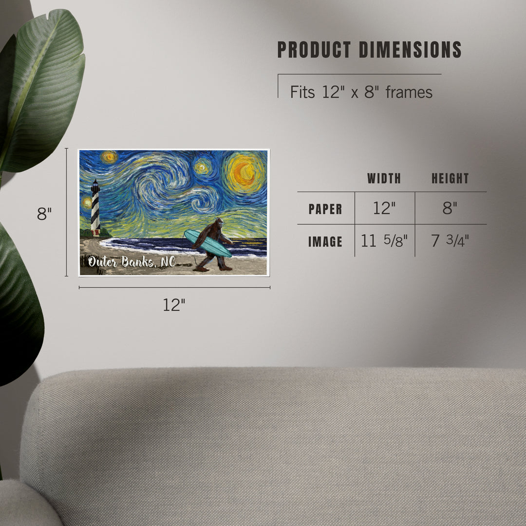 Outer Banks, North Carolina, Starry Night, Bigfoot on the Beach, Art & Giclee Prints