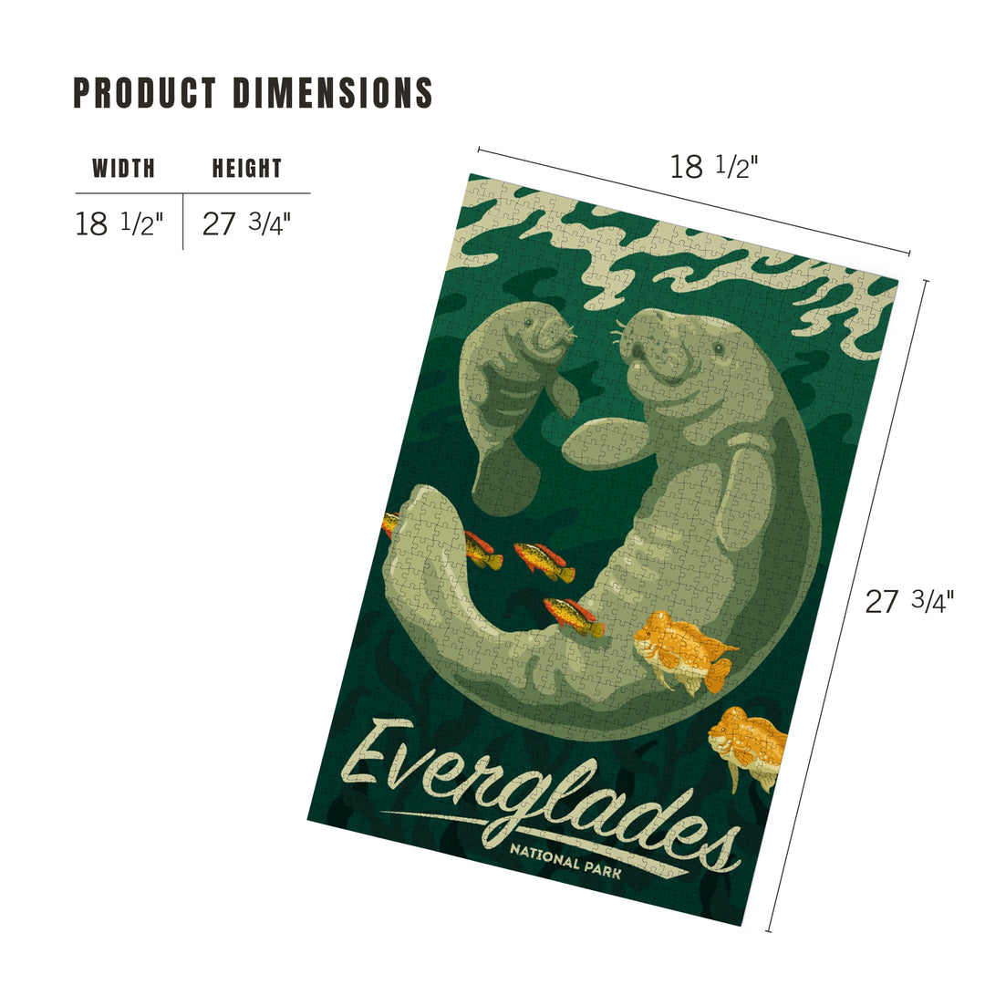 Everglades National Park, Manatee and Calf Swimming, Jigsaw Puzzle