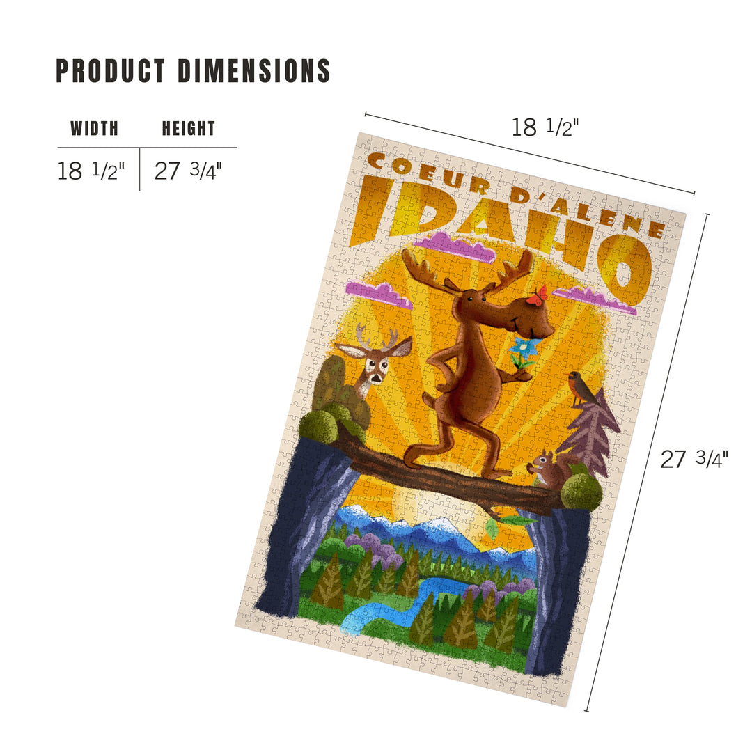 Coeur d Alene, Idaho, Mid-Century Inspired, Moose, Jigsaw Puzzle