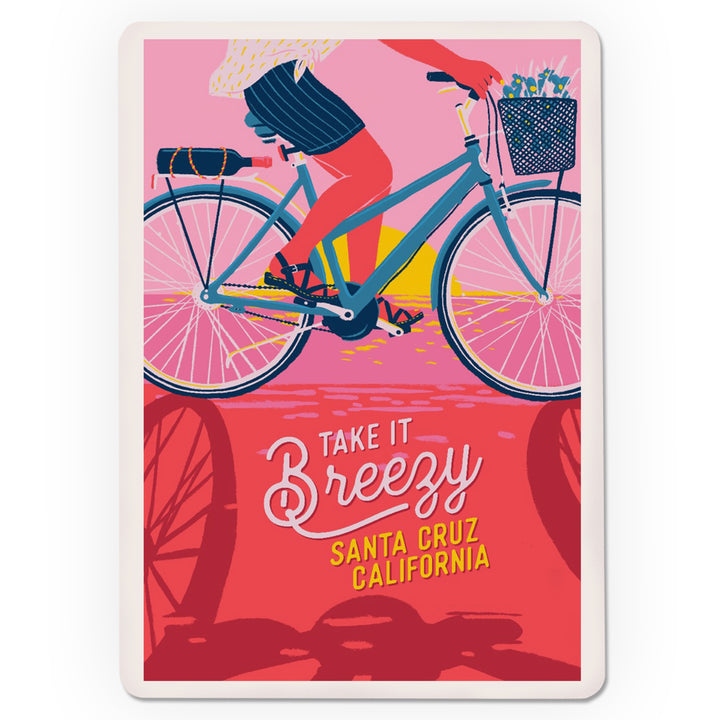 Playing Cards, Santa Cruz, California, Life's a Ride Collection, Bicycling on the Beach, Take It Breezy, 52 Card Deck with Jokers in Box, Unique Art